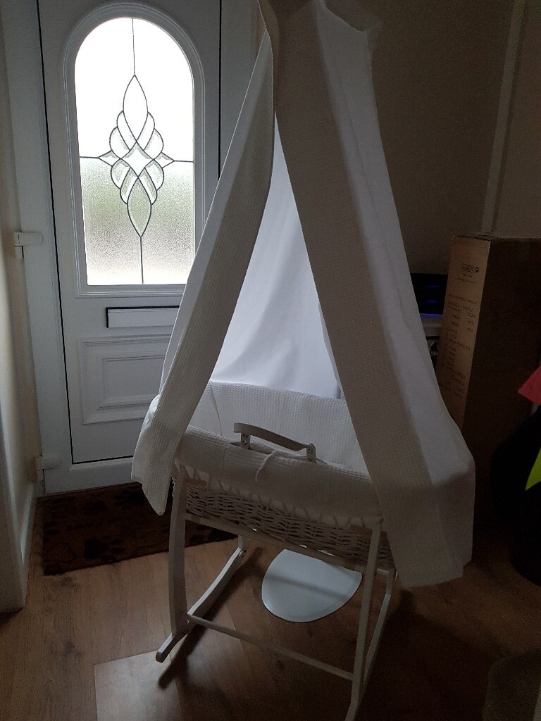 clair de lune white waffle moses basket